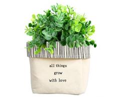 Pavilion Gift Company All Things Grow with Love Übertopf, Leinen, Schwarz