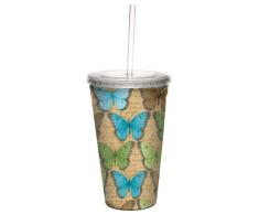 80233 Butterfly Bliss by Debbie Mumm Künstlerische Traveler doppelwandig Acryl Cool Tasse mit wiederverwendbarer Strohhalm, 473 ml