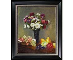 La Pastiche Gerahmtes Ölgemälde, Motiv Asters and Fruit on a Table 76,2 x 66,5 cm, Mehrfarbig