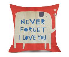 Animal Style Lovely Cartoon Red Elephant Pass Love Letters Sofa Simple Home Decor Design Throw Pillow Case Decor Cushion Covers Square 18*18 Inch Beige Cotton Blend Linen
