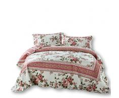 DaDa Bedding VE-KBJ1627-K Bohemian Rose Patchwork Gesteppte Tagesdecke Set Landhausstil King Mehrfarbig