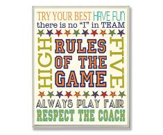 Stupell Home Decor Kollektion, MDF, aus Holz, für das Kinderzimmer von Stupell Spielregeln, Orange Wandtafel, rechteckig, Mehrfarbig