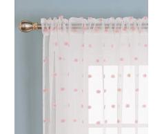 Deconovo Bubble Sheer Gardinen Stange Pocket Jacquard Fenster Vorhang Vorhänge für Wohnzimmer oder Kinderzimmer 2 Panels Set 52W x 54L Inch Rose