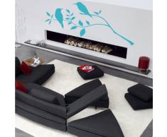 INDIGOS 4052166072915 Wandtattoo w436 Vögel Pflanze Wandaufkleber 120 x 85 cm, türkis