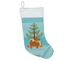 Carolines Treasures Weihnachtsstrümpfe Pomeranian Tree, Mehrfarbig