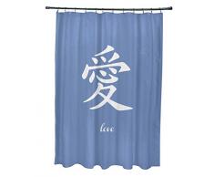 E-design 71 x 74-inch, Love, wordprint Dusche, Blau