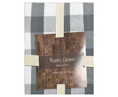 Lintex Tischdecken und Servietten, Bauernhof, kariert, aus 100% Baumwolle, für Küche, Terrasse und Esszimmer, Baumwolle, grau, 60 x 102 Oblong