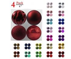 GameXcel Christbaumkugeln Ornamente für den Weihnachtsbaum – bruchsichere Weihnachtsdekoration, perfekt zum Aufhängen XL (4.0) 4pcs weinrot