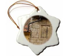 3dRose ORN 81225 _ 1 Tschechische Republik, Cesky Krumlov, Bohemia, Sonnenuhr EU06 rer0058 RIC Ergenbright Schneeflocke Porzellan Ornament, 3 Zoll