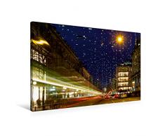 Premium Textil-Leinwand 90 x 60 cm Quer-Format Bahnhofstrasse in Zürich mit Weihnachtsbeleuchtung | Wandbild, HD-Bild auf Keilrahmen, Fertigbild auf hochwertigem Vlies, Leinwanddruck von Enrico Caccia