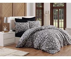 EnLora Home Bettwäsche-Set für Doppelbett, Schwarz, Weiß, 200 x 200 cm, 3 Stück