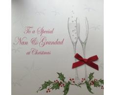 WHITE COTTON CARDS XC11 Weihnachtskarte, englische Aufschrift to a Special Nan and Grandad, handgefertigt, groß, Weiß