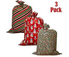 Geschenktüte aus Kraftpapier King für Riesengeschenke, 91 x 137 cm, Weihnachtsdruck, 3 Stück