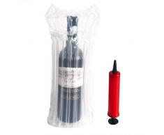 Wein Flasche Displayschutzfolie Bubble Staubbeutel mit gratis Pumpe wiederverwendbar Sleeve Travel aufblasbare Air Spalte Kissen Tasche für Verpackung und Transport der Glasflaschen in Flugzeug-Dämpfung... farblos