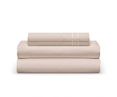 Das Bett Tabelle Club doppelt gebürstet Smart Stoff 1800 Betten – Falten, verblassen, schmutzabweisend – Hypoallergen, Cooling- 4-teiliges Bett-Set, Mikrofaser, cremefarben, Split King