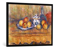 Gerahmtes Bild von Paul Cézanne Stilleben mit Blauer Flasche und Zuckerdose, Kunstdruck im hochwertigen handgefertigten Bilder-Rahmen, 100x70 cm, Schwarz matt