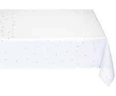 Eurofirany Tischdecke Tischläufer Steine Kristalle Deko Tischdekoration Tischband Tischtuch Edel Elegant 1 STK, Polyester, Weiss, 85x85 cm