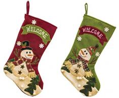 Hannas Handiworks Lively Snowman Welcome Weihnachtsstrümpfe, Fleece, 46 cm, 2 Stück