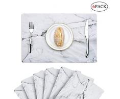 Menghao 6 PCS Wasserdicht Platzdeckchen Umweltfreundliche Materialien, mehrere Styles leicht reinigen für Kinder Educational Learning Küche Dinner Party Marble