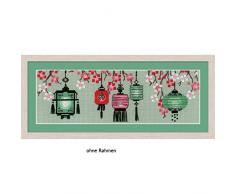 Riolis Laternen Kreuzstich-Set, Baumwolle, Mehrfarbig, 24 x 8 x 0.1 cm