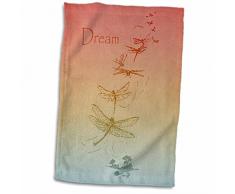 3D Rose Gradient Dream Libellen Vintage Art Handtuch Sport Handtuch 15x22