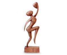 NOVICA 463.616 cm Reaching for Love Holz Skulptur, braun