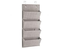 InterDesign Aldo Hängeaufbewahrung für über die Tür oder Wand, Türgarderobe mit 4 Fächern aus Polypropylen, beige