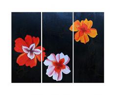 Legendarte Handgemachtes Ölgemälde auf Leinwand - Elegante Blüte, cm. 90x70-3- TLG.