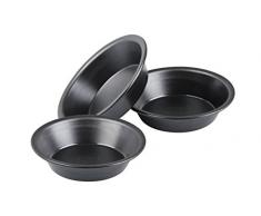 Dr. Oetker Pizza- und Kuchenblech 10cm, 3tlg. Set zum Backen von saftigen Kuchen und leckerer Pizza, vielseitig verwendbar, besondere Antihaft-Beschichtung, (Farbe: schwarz), Menge: 3er Set