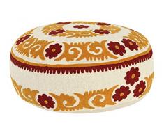 Creative Co-Op Square Acid Washed Cotton Pouf Sienna