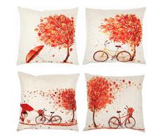 ZUEXT Kissenbezüge Landhausstil Autumn Maple Leaf Bicyle Tree