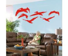 INDIGOS 4052166088602 Wandtattoo w481 Vögel Wandaufkleber 120 x 44 cm, rot