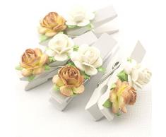 Summer-Ray 50 Handgefertigtes Maulbeer Blume Mini Weiß Holz Wäscheklammer Hochzeitsgastgeschenke Dekoration Verziert White-Brown