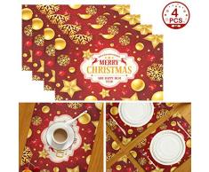 Wamika Happy Mothers Day Platzdeckchen Nelke Blumen Tischmatten rutschfest waschbar hitzebeständig Tischmatten für Küche Esszimmer Dekor Tablett Matte 30,5 x 45,7 cm 1 Stück 4PCS Christmas