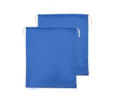 Augbunny Wiederverwendbare, langlebige 210D wasserdichte leichte Wäschebeutel für Zuhause, Schule, Reisen, Kordelzug-Verschluss, 2 Stück Large blau