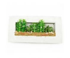 JoyLands Künstlicher Kaktus Pflanzen Succulents/Real Touch und Look grün in einen Rahmen, 45,7 x 20,3 cm Wand Dekoration, Floristen Herstellern