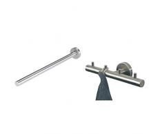 Tiger Boston Teleskop Handtuchhalter, ausziehbar 350-600 mm, Edelstahl gebürstet + Boston Hakenleiste, Edelstahl gebürstet