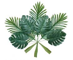 ShoppeWatch Künstliche Palm Blätter mit Stiel und tropische Fensterblätter Fronds Party Dekorationen Kunstleder Palme Pflanze Leaf Fake Nachahmung Ferns Zweige Home Kitchen Kunststoff Decor 20 Stück AF49