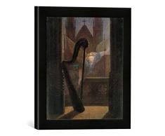 Gerahmtes Bild von Karl Gustav Carus Die Musik, Kunstdruck im hochwertigen handgefertigten Bilder-Rahmen, 30x30 cm, Schwarz matt