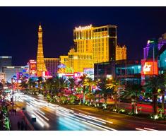 AG Design FTxxl 1456 Las Vegas bei Nacht, Papier Fototapete - 360x255 cm - 4 teile, Papier, multicolor, 0,1 x 360 x 255 cm