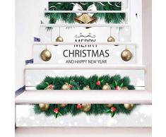 ZHIYU Creative 3D Light Blue Christmas Treppe Aufkleber Murals-Self-Adhesive Abnehmbarer Treppe Aufkleber Tapete Treppe Aufkleber Wand Aufkleber für Treppen 39,4 x 7,1 Bell-05