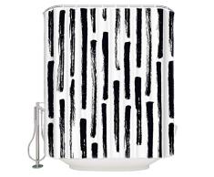 ALAGO Watercolor Abstrakt Schwarz Weiß Streifen Anpassen Stoff Dusche Bad Vorhang für Badezimmer, 100% Wasserdicht Polyester 72 x 84 Schwarz/Weiß