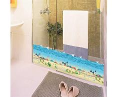 bibitime Cartoon Fisch Wandaufkleber für Kinderzimmer Kids Zimmer Decor Aufkleber Badezimmer Kunst Aufkleber Kinder Schlafzimmer Wohnzimmer Vinyl Wandbild DIY Undersea Sand Beach Algae Tropical Fishes