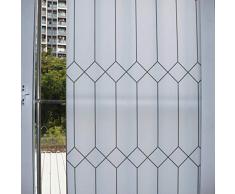 WPCTEV Fensterfolie Sichtschutz-Dekoration, Wärmekontrolle, Fenster-Tönung für Zuhause, statische Haftung, Glasabdeckungen, UV-blockierend, Weiß mattiert marokkanische Linie 17.7 Inch x 13.1 Feet