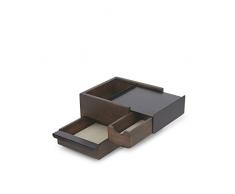 Umbra Stowit Mini Design Schmuckkasten – moderne Schmuck Box mit Geheimfächern für Ringe, Armbänder, Uhren, Halsketten, Ohrringe und Accessoires, Holz / Metall, Schwarz / Walnuβ