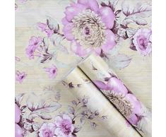 UPREDO Retro Stil Blumen Tapete Peel Stick Regal Liner Funitures Kommode Schrank Contact Paper Decor 44,7 cm x 254 cm
