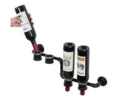 MyGift Weinregal für 4 Flaschen, Industrie-Pfeife, zur Wandmontage, Mattschwarz