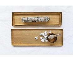 Creative Co-op Tablett aus Metall, rechteckig, mattiertes Messing, 3 Größen