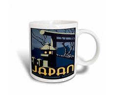 3dRose Japan Regierung Eisenbahn mit Japanische Laterne Magic verwandelt 11 Oz Becher, Keramik, Schwarz/Weiß, 10,16 x 7,62 x 9,52 cm