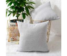 MERNETTE 2 Stück Chenille Weiche Dekorative quadratische Überwurf-Kissenbezüge, Home Decor Dekoration für Sofa Couch Bett Stuhl 45,7 x 45,7 cm 22x22 hellgrau